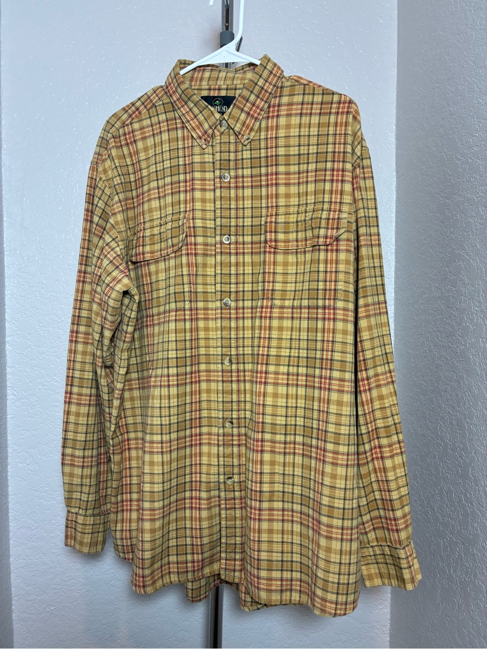RedHead Yellow Plaid Long-Sleeve Button-Down Shirt Men’s Size XL
